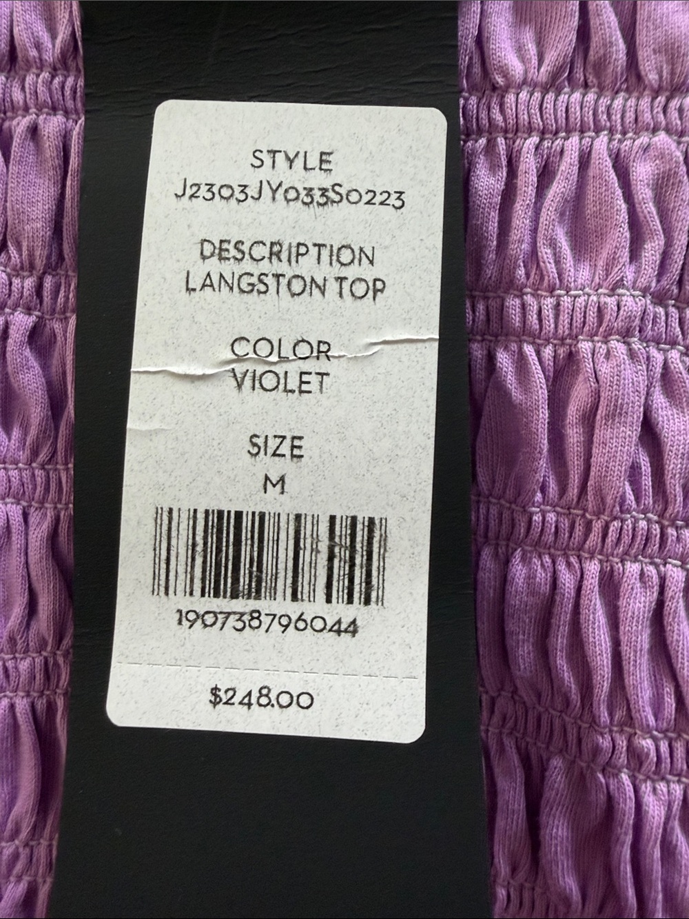 Veronica Beard Lilac Smocked Puff Sleeve Top - Picture 3 of 7